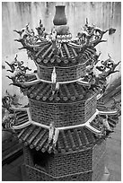 Furnace tower, Hock Tik Cheng Sin Temple. George Town, Penang, Malaysia ( black and white)