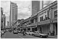 Lebuh Ampang street, Little India. Kuala Lumpur, Malaysia (black and white)