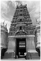 Gopurum (entrance gate), Sri Mahamariamman Temple. Kuala Lumpur, Malaysia ( black and white)