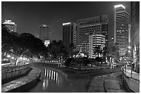 Confluence of Sungai Klang and Sungai Gombak (where the city founders first set foot). Kuala Lumpur, Malaysia (black and white)