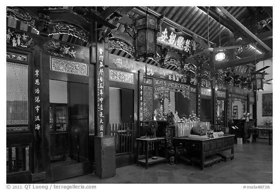 Cheng Hoon Teng, oldest Chinese temple in Malaysia (1646). Malacca City, Malaysia (black and white)