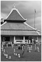 Kampung Kling Mosque with multiered meru roof. Malacca City, Malaysia ( black and white)