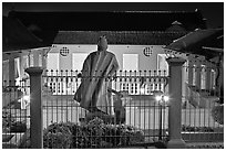 Statue and Stadthuys at night. Malacca City, Malaysia (black and white)