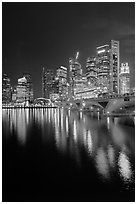 Bridge and city skyline at night. Singapore (black and white)