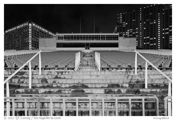 Stadium and hotels at night. Singapore