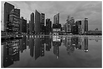 Central Business District (CBD) skyline, twilight. Singapore ( black and white)