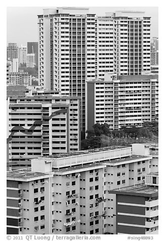 Residential appartment buildings. Singapore (black and white)