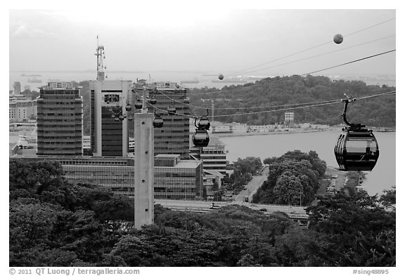 Mount Faber cable car. Singapore (black and white)