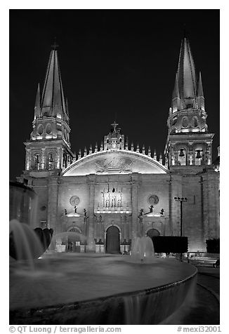 Cathedral by night. Guadalajara, Jalisco, Mexico