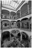 Interior of four-century old Hotel Frances. Guadalajara, Jalisco, Mexico (black and white)