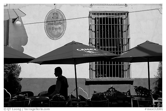 Restaurant terrace, Tlaquepaque. Jalisco, Mexico (black and white)