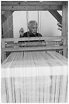 Man operating a weaving machine, Tlaquepaque. Jalisco, Mexico (black and white)