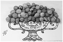 Ceramic fruits, museo regional de la ceramica de Jalisco, Tlaquepaque. Jalisco, Mexico (black and white)