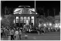 Plaza de la Liberacion with fountain and Teatro Degollado by night. Guadalajara, Jalisco, Mexico (black and white)