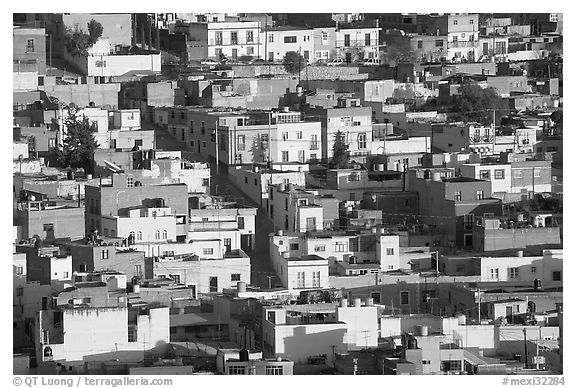 Houses on hill, late afternoon. Zacatecas, Mexico