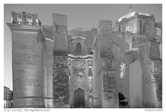 The former St Augustine church at dawn. Zacatecas, Mexico (black and white)