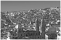Panoramic view of Cathedral and town, morning. Zacatecas, Mexico ( black and white)