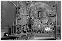 Church nave with decorated altar. Guanajuato, Mexico ( black and white)