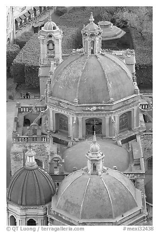 Roofs and domes of Church of San Diego seen from above. Guanajuato, Mexico