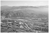 Aerial view plain and Sierra de Madre. Mexico ( black and white)