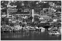 Yachts and waterfront, Ensenada. Baja California, Mexico (black and white)