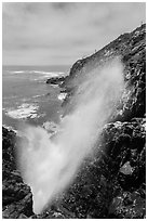 Tidal blowhole, La Bufadora. Baja California, Mexico (black and white)