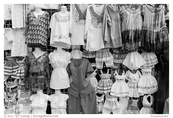 Dresses for sale, La Bufadora. Baja California, Mexico (black and white)