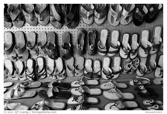 Mexican sandals. Baja California, Mexico (black and white)