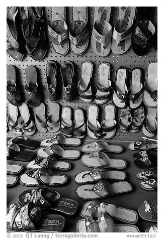 Sandals for sale. Baja California, Mexico (black and white)