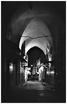 Alley at night, old town. Jerusalem, Israel (black and white)