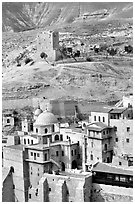 Mar Saba Monastery in the Judean Desert. West Bank, Occupied Territories (Israel) ( black and white)