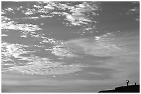 Clouds and Ibex, Maktesh Ramon (Wadi Ruman) Crater. Negev Desert, Israel (black and white)