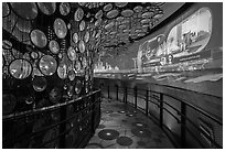 Inside Mobility Pavilion. Expo 2020, Dubai, United Arab Emirates ( black and white)