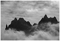 Grands Charmoz and Grepon. Alps, France (black and white)