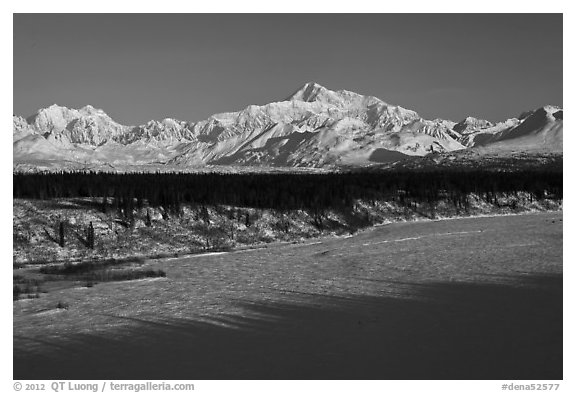 Alaska range in winter, early morning. Denali National Park, Alaska, USA.