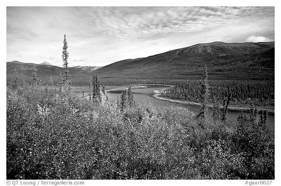 Alatna River valley near Circle Lake. Gates of the Arctic National Park (black and white)