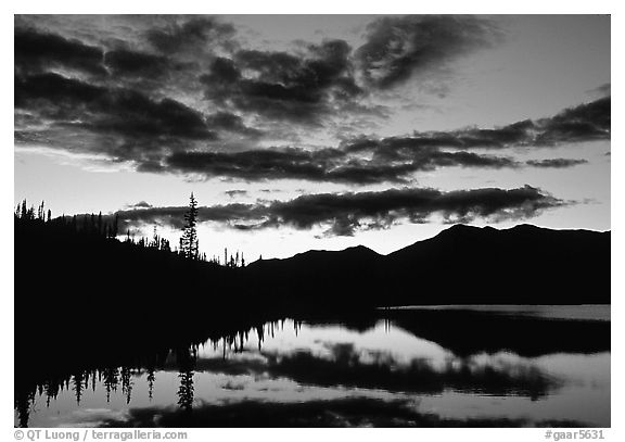 Alatna River valley near Circle Lake, sunset. Gates of the Arctic National Park (black and white)
