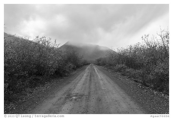 Road, Anaktuvuk Pass. Gates of the Arctic National Park (black and white)