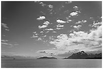 Drake Island and Francis Island. Glacier Bay National Park, Alaska, USA. (black and white)