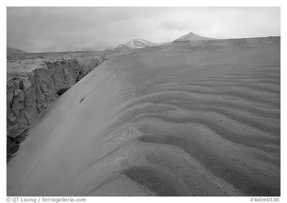 Ash dune formation, Valley of Ten Thousand smokes. Katmai National Park (black and white)