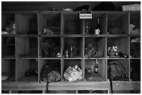 Inside food Cache, Brooks Camp. Katmai National Park ( black and white)