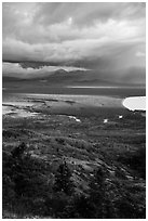 Brooks River area in autumn from above. Katmai National Park ( black and white)