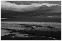 Brooks River and mountains, evening. Katmai National Park ( black and white)