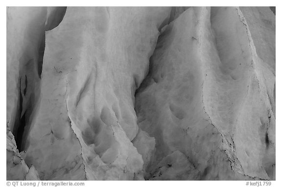 Glacial ice detail, Exit Glacier terminus. Kenai Fjords National Park (black and white)