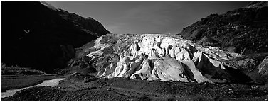 Terminus of Exit Glacier. Kenai Fjords  National Park (Panoramic black and white)