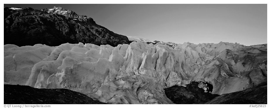 Glacier with blue ice. Kenai Fjords National Park (black and white)