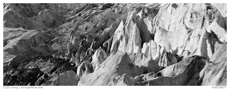 Chaotic ice forms on Exit Glacier. Kenai Fjords National Park (black and white)