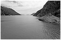 Harris Bay, Northwestern Fjord. Kenai Fjords National Park, Alaska, USA. (black and white)