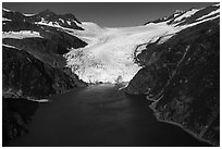 Aerial View of Holgate Glacier front. Kenai Fjords National Park ( black and white)