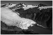 Aerial View of Holgate Glacier. Kenai Fjords National Park ( black and white)